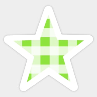 Apple Green and White Buffalo Plaid Star Sticker